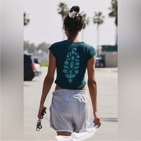 Free People Movement Ribbed Logo Baby Tee in Spruced Up - Picture 7 of 7